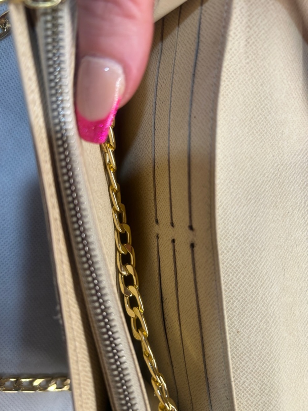 Louis Vuitton Cream and Brown Damier Azur Chain Wallet - Picture 5 of 5